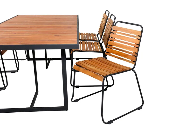 Khung Matgrupp Utomhus 200cm + 6 Bois Matstolar - Brun/Vit - Utemöbler - Utegrupp - Matgrupper utomhus