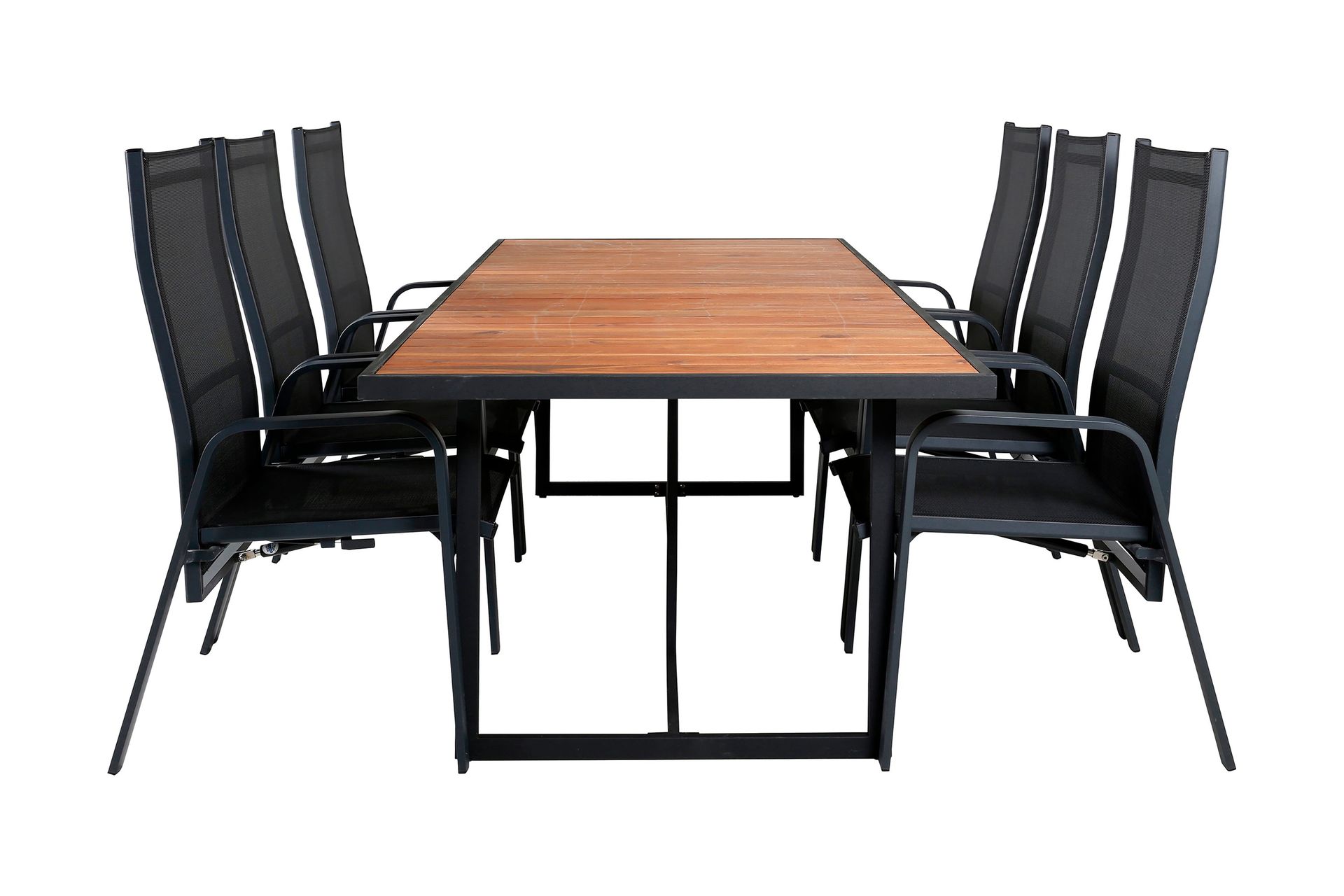 Khung Matgrupp Utomhus 200cm + 6 Copacabana Reclinerstolar - Vit