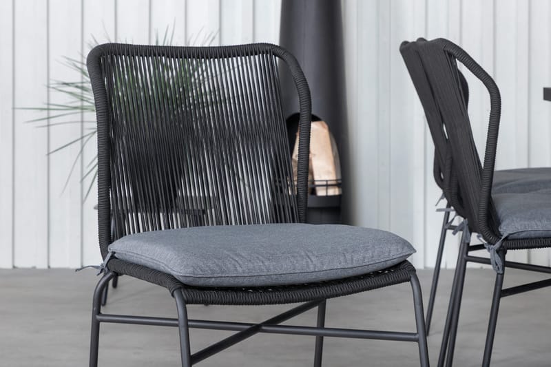 Khung Matgrupp Utomhus 200cm + 6 Julian Matstolar - Svart/Brun - Utemöbler - Utegrupp - Matgrupper utomhus