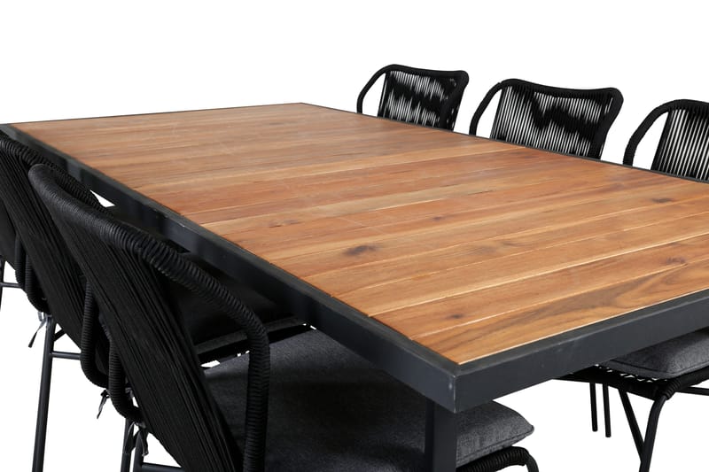 Khung Matgrupp Utomhus 200cm + 6 Julian Matstolar - Svart/Brun - Utemöbler - Utegrupp - Matgrupper utomhus