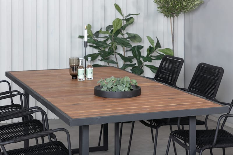 Khung Matgrupp Utomhus 200cm + 6 Lindos Karmstolar - Brun - Utemöbler - Utegrupp - Matgrupper utomhus