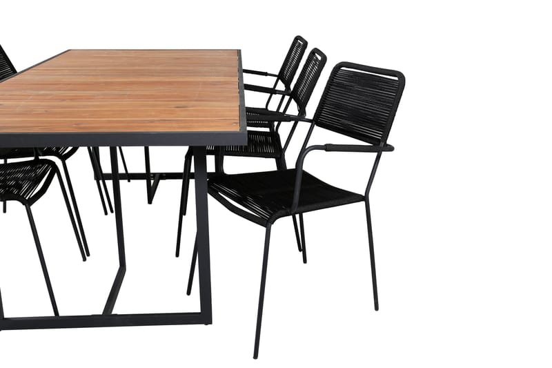 Khung Matgrupp Utomhus 200cm + 6 Lindos Karmstolar - Brun - Utemöbler - Utegrupp - Matgrupper utomhus