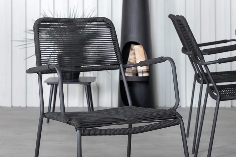 Khung Matgrupp Utomhus 200cm + 6 Lindos Karmstolar - Brun - Utemöbler - Utegrupp - Matgrupper utomhus