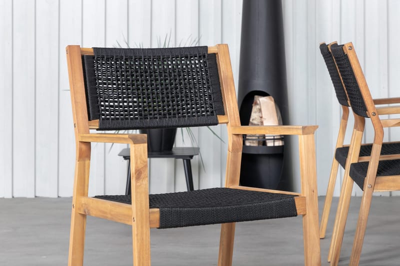 Khung Matgrupp Utomhus 200cm + 6 Little John Matstolar - Svart - Utemöbler - Utegrupp - Matgrupper utomhus