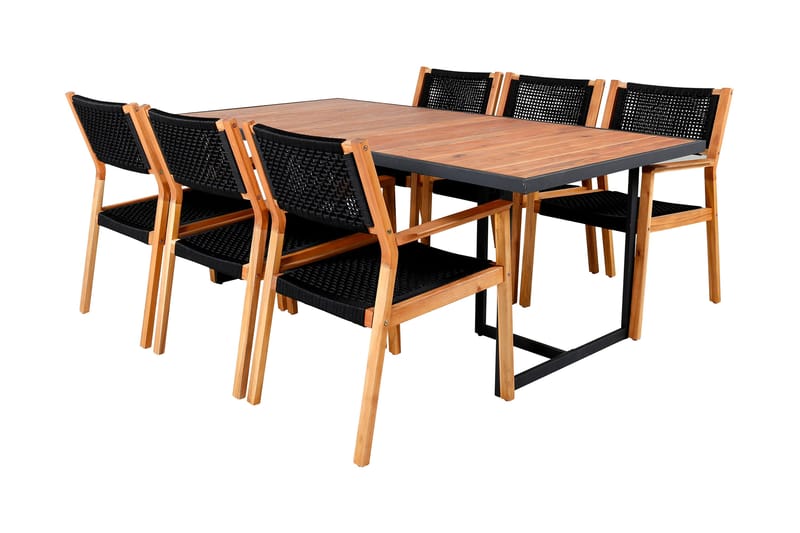 Khung Matgrupp Utomhus 200cm + 6 Little John Matstolar - Svart - Utemöbler - Utegrupp - Matgrupper utomhus