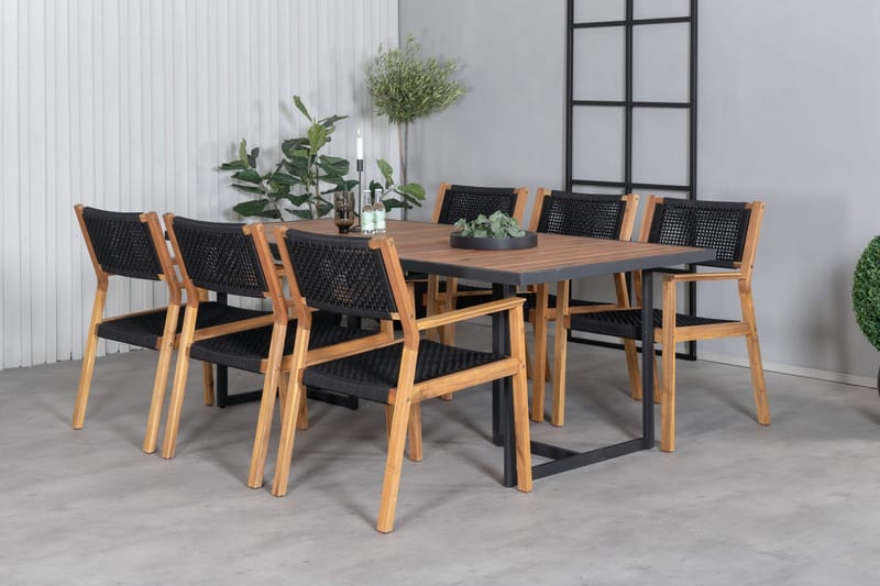 Khung Matgrupp Utomhus 200cm + 6 Little John Matstolar - Svart - Utemöbler - Utegrupp - Matgrupper utomhus