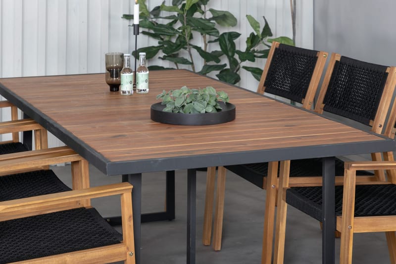 Khung Matgrupp Utomhus 200cm + 6 Little John Matstolar - Svart - Utemöbler - Utegrupp - Matgrupper utomhus