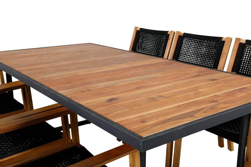 Khung Matgrupp Utomhus 200cm + 6 Little John Matstolar - Svart - Utemöbler - Utegrupp - Matgrupper utomhus