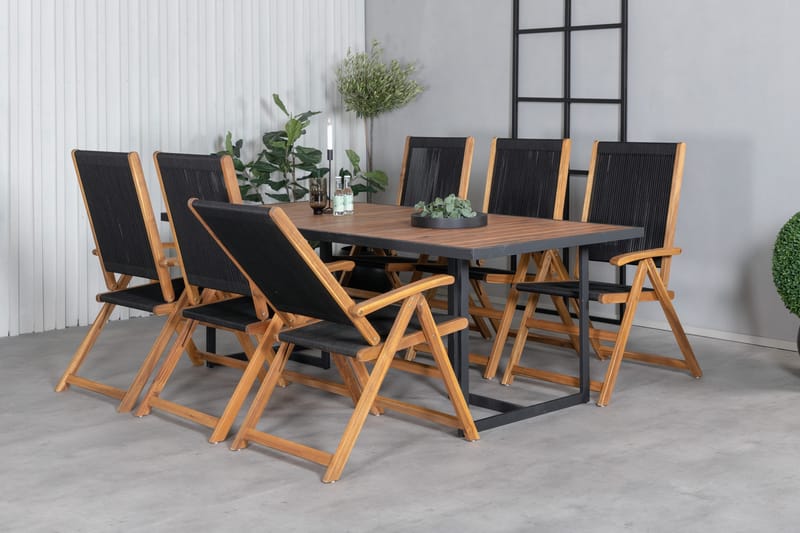 Khung Matgrupp Utomhus 200cm + 6 Little John Matstolar - Vit - Utemöbler - Utegrupp - Matgrupper utomhus