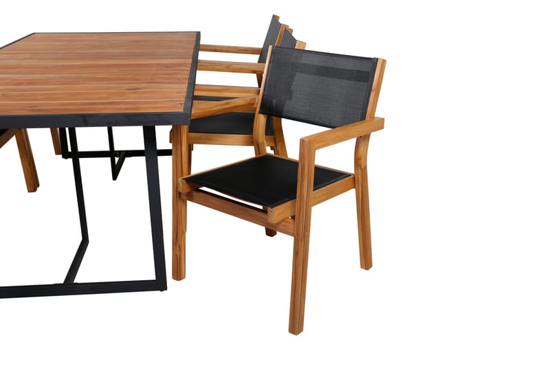 Khung Matgrupp Utomhus 200cm + 6 Venice Stapelbara Matstolar - Svart - Utemöbler - Utegrupp - Matgrupper utomhus