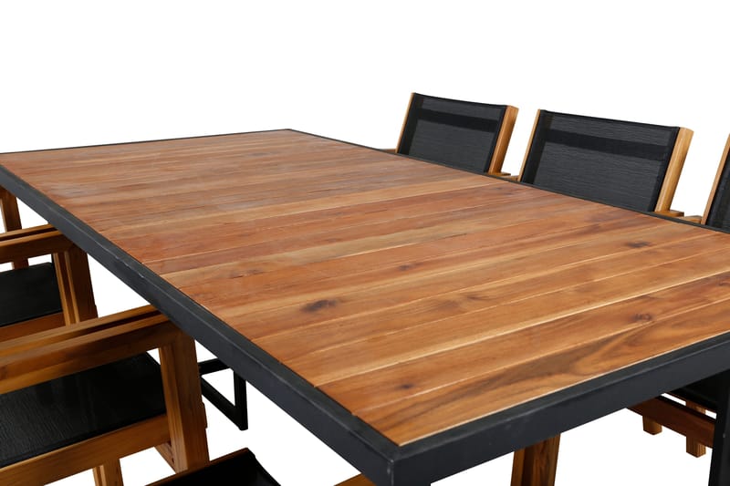 Khung Matgrupp Utomhus 200cm + 6 Venice Stapelbara Matstolar - Svart - Utemöbler - Utegrupp - Matgrupper utomhus