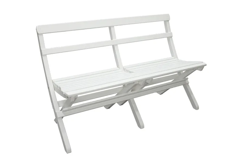 Larios Matgrupp Utomhus + 2 Ihoppfällbara Utestolar + Bänk Utomhus - Vit - Utemöbler - Utegrupp - Matgrupper utomhus