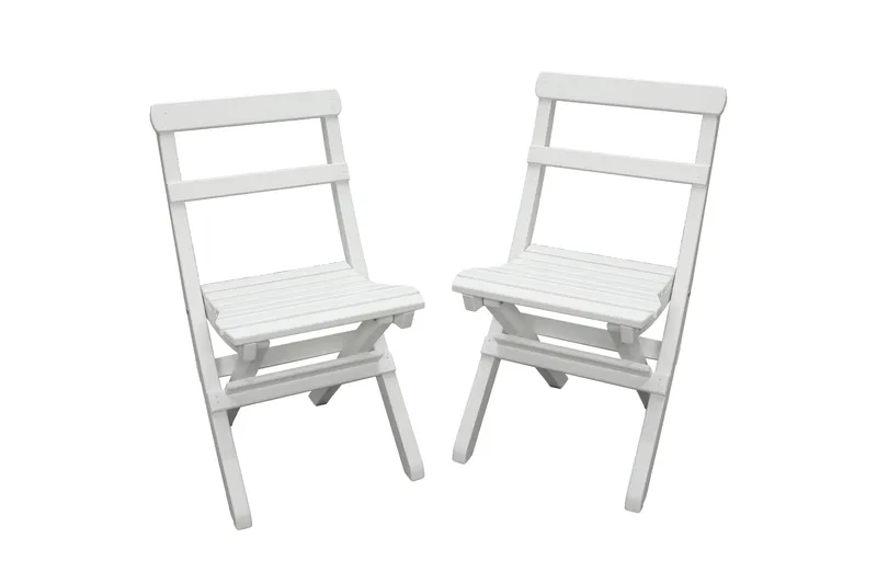 Larios Matgrupp Utomhus + 2 Ihoppfällbara Utestolar + Bänk Utomhus - Vit - Utemöbler - Utegrupp - Matgrupper utomhus