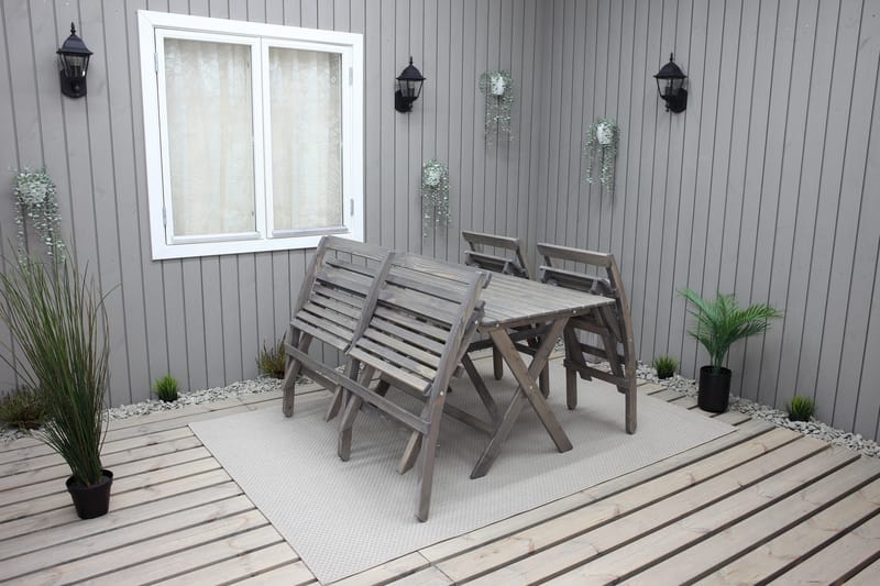 Larios Matgrupp Utomhus 76 cm + 2 Matstolar Utomhus + Bänk Utomhus - Grå - Utemöbler - Utegrupp - Matgrupper utomhus