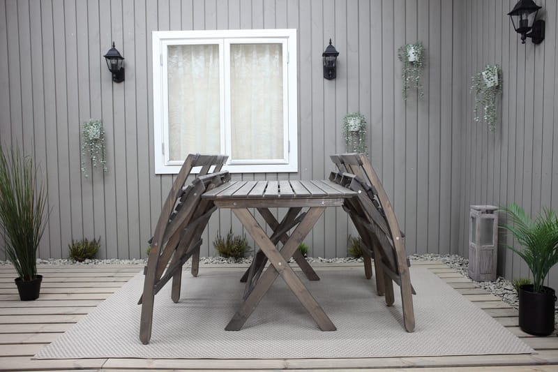 Larios Matgrupp Utomhus 76 cm + 2 Matstolar Utomhus + Bänk Utomhus - Grå - Utemöbler - Utegrupp - Matgrupper utomhus