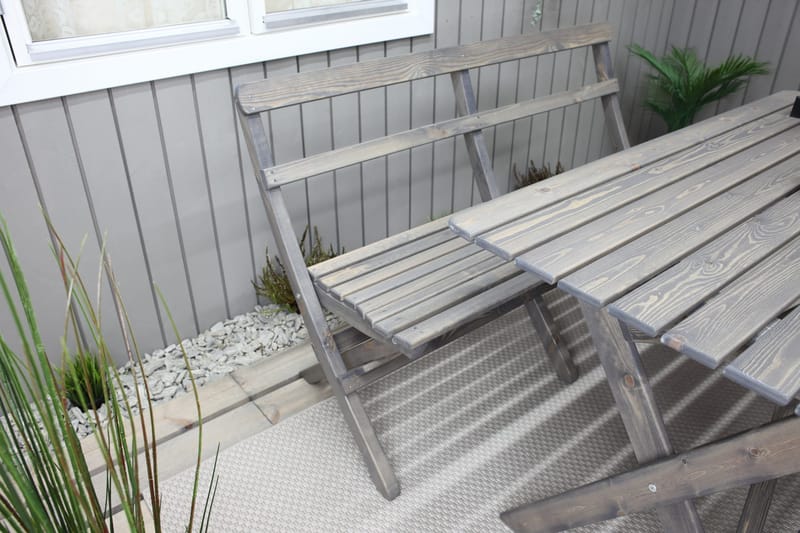 Larios Matgrupp Utomhus 76 cm + 2 Matstolar Utomhus + Bänk Utomhus - Grå - Utemöbler - Utegrupp - Matgrupper utomhus