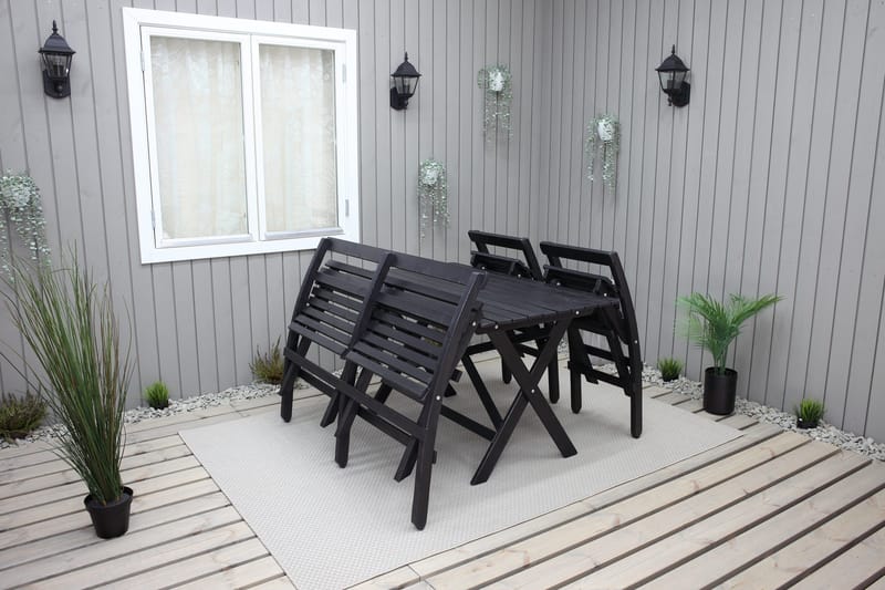 Larios Matgrupp Utomhus 76 cm + 2 Matstolar Utomhus + Bänk Utomhus - Svart - Utemöbler - Utegrupp - Matgrupper utomhus