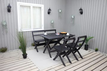 Larios Matgrupp Utomhus 76 cm + 2 Matstolar Utomhus + Bänk Utomhus - Svart - Utemöbler - Utegrupp - Matgrupper utomhus