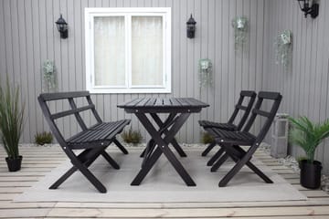 Larios Matgrupp Utomhus 76 cm + 2 Matstolar Utomhus + Bänk Utomhus - Svart - Utemöbler - Utegrupp - Matgrupper utomhus