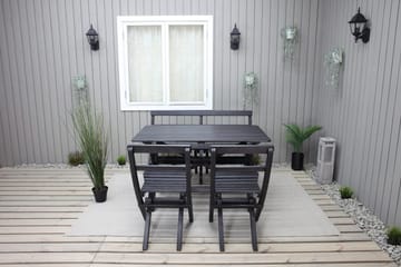 Larios Matgrupp Utomhus 76 cm + 2 Matstolar Utomhus + Bänk Utomhus - Svart - Utemöbler - Utegrupp - Matgrupper utomhus