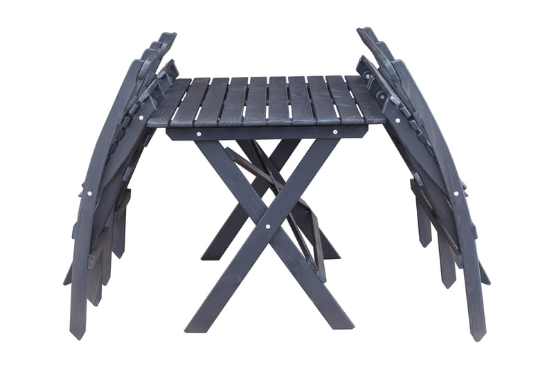 Larios Matgrupp Utomhus 76 cm + 2 Matstolar Utomhus + Bänk Utomhus - Svart - Utemöbler - Utegrupp - Matgrupper utomhus