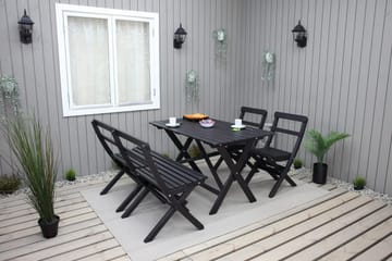 Larios Matgrupp Utomhus 76 cm + 2 Matstolar Utomhus + Bänk Utomhus - Svart - Utemöbler - Utegrupp - Matgrupper utomhus