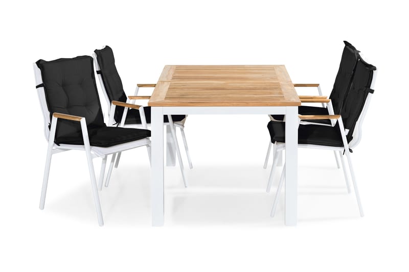 LAS VEGAS Bord 152-210x90 + 4 Stolar Teak m Dyna Svart