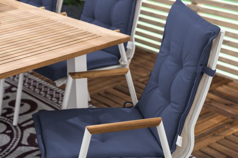 LAS VEGAS Bord 152-210x90 + 6 Stolar Teak m Dyna Blå - Utemöbler - Utegrupp - Matgrupper utomhus