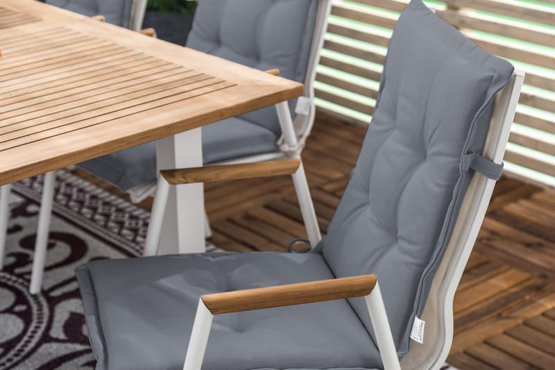 LAS VEGAS Bord 152-210x90 + 6 Stolar Teak m Dyna Grå - Utemöbler - Utegrupp - Matgrupper utomhus
