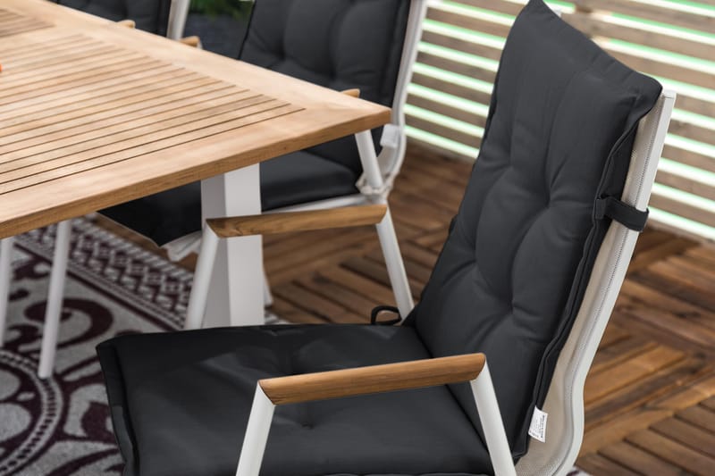 LAS VEGAS Bord 152-210x90 + 6 Stolar Teak m Dyna Svart - Utemöbler - Utegrupp - Matgrupper utomhus