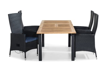 LAS VEGAS Bord 152-210x90 Svart+4 JENNY Fåtölj Teak Dyna Blå