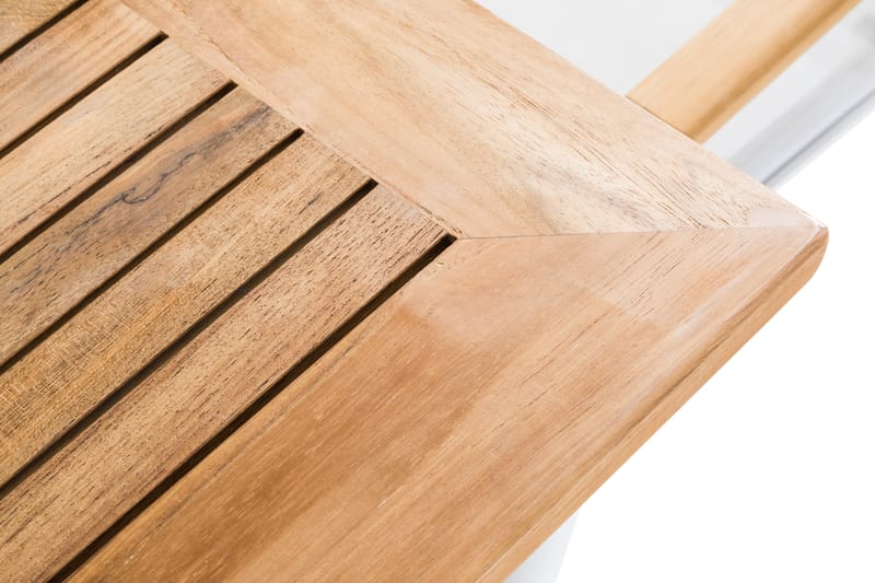 LAS VEGAS Bord 220-280 Vit/Teak+6 Stolar Vit/Teak m Dyna Vit - Utemöbler - Utegrupp - Matgrupper utomhus