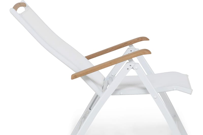 LAS VEGAS Bord 220-280 Vit/Teak+6 Stolar Vit/Teak m Dyna Vit - Utemöbler - Utegrupp - Matgrupper utomhus