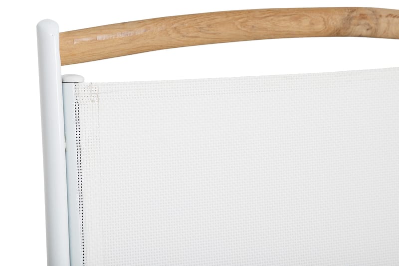 LAS VEGAS Bord 220-280 Vit/Teak+6 Stolar Vit/Teak m Dyna Vit - Utemöbler - Utegrupp - Matgrupper utomhus