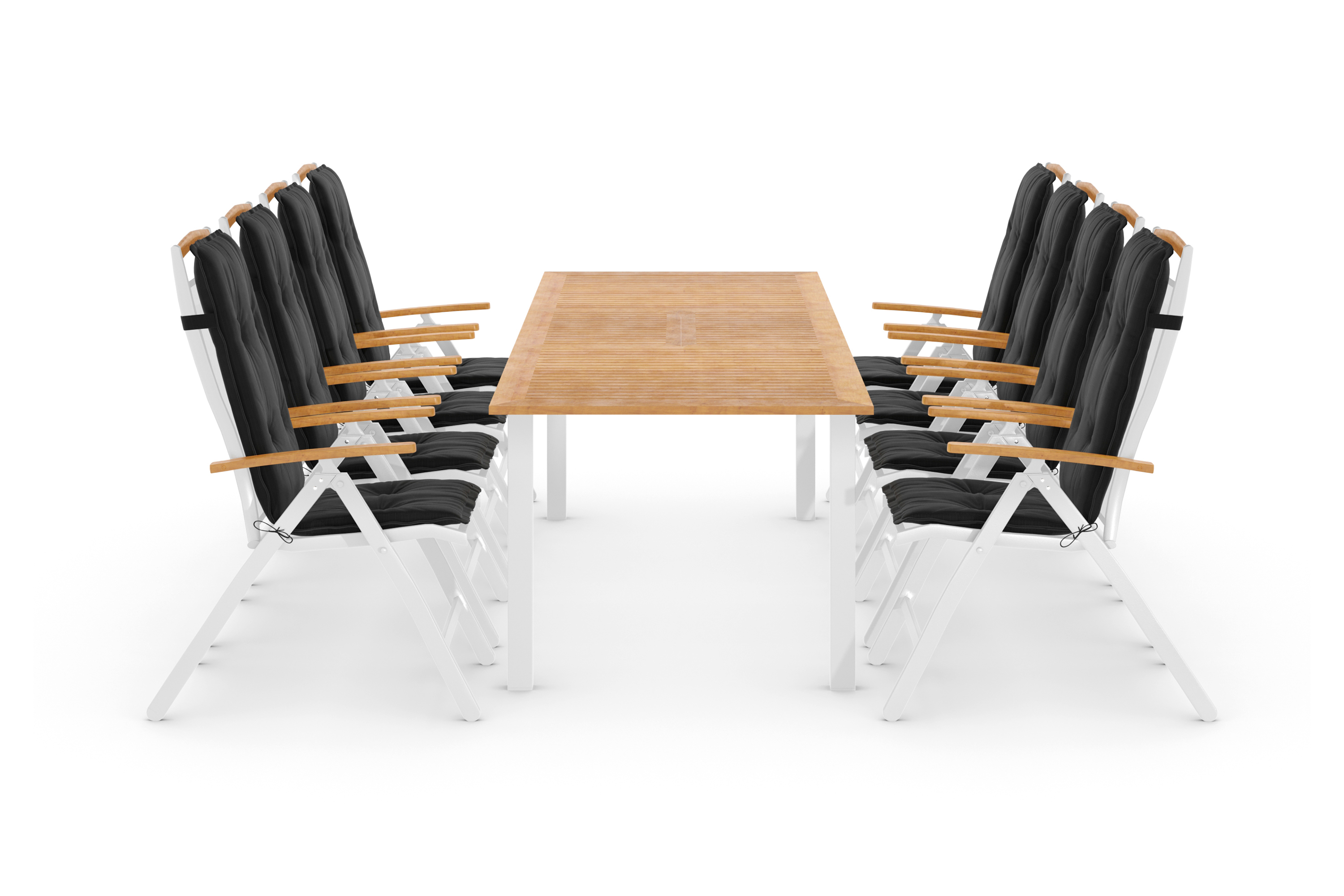 las vegas bord 220-280+8 las vegas lyx stol teak dyna svart -