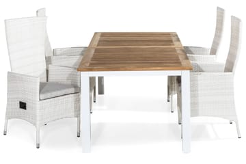 LAS VEGAS Bord 220-280x100+ 4 JENNY Fåtölj Teak m Dyna