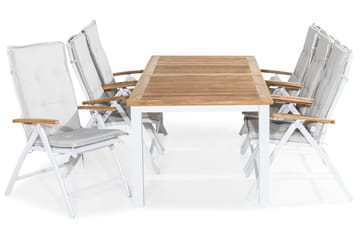 LAS VEGAS Bord 220-280x100+ 6 LAS VEGAS LYX Stol Teak m Dyna