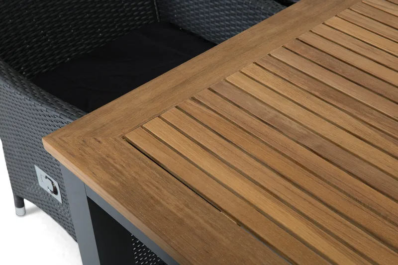 Las Vegas Matgrupp Utomhus 152-210 + 6 Jenny Ställbar Fåtölj - Teak/Svart - Utemöbler - Utegrupp - Matgrupper utomhus