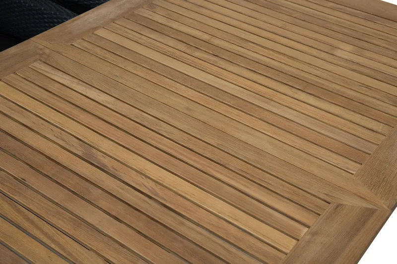 Las Vegas Matgrupp Utomhus 152-210 + 6 Thor Fåtölj - Svart/Teak/Svart - Utemöbler - Utegrupp - Matgrupper utomhus