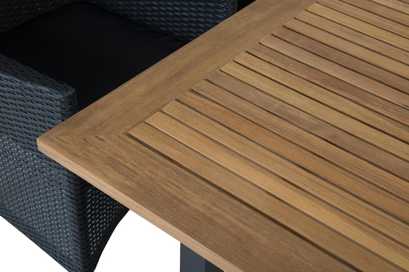 Las Vegas Matgrupp Utomhus 152-210 + 6 Thor Fåtölj - Svart/Teak/Svart - Utemöbler - Utegrupp - Matgrupper utomhus