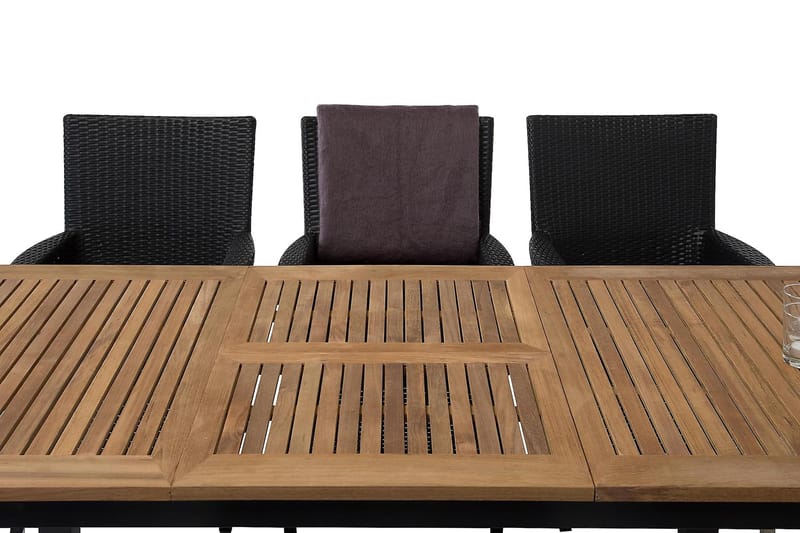 Las Vegas Matgrupp Utomhus 152-210 + 6 Thor Fåtölj - Svart/Teak/Svart - Utemöbler - Utegrupp - Matgrupper utomhus