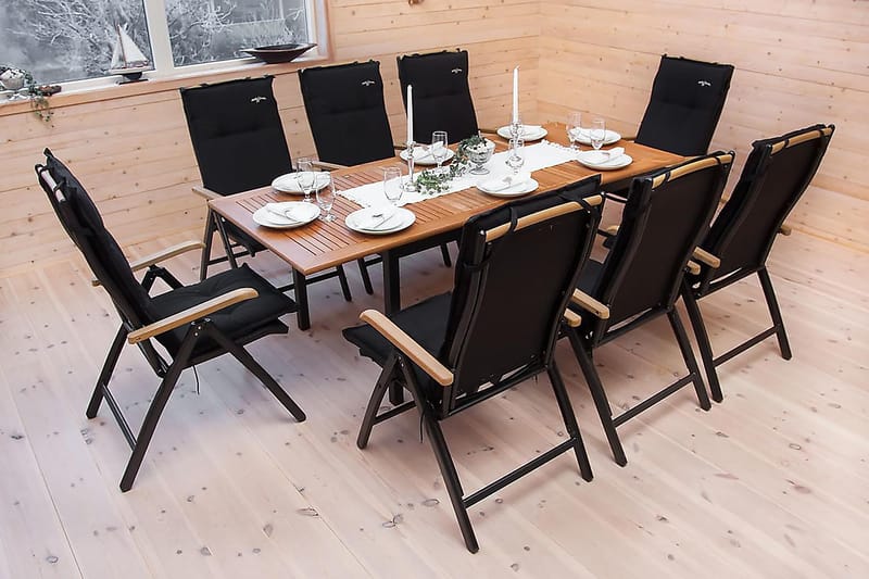 Las Vegas Matgrupp Utomhus 152-210 + 6 Positionsstol Lyx - Svart Teak - Utemöbler - Utegrupp - Matgrupper utomhus