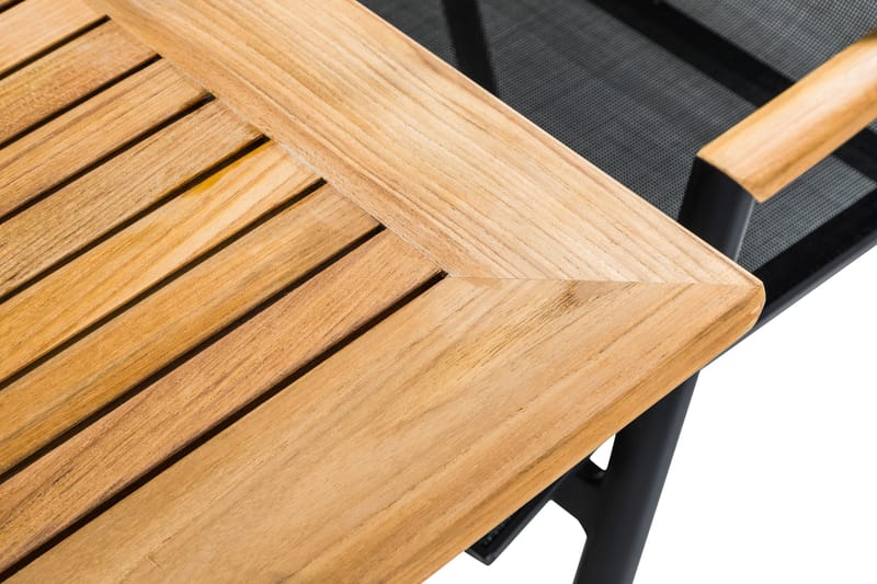 Las Vegas Matgrupp Utomhus 152-210 + 6 Positionsstol Lyx - Svart Teak - Utemöbler - Utegrupp - Matgrupper utomhus