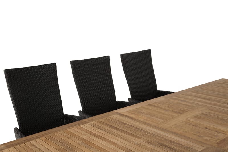 Las Vegas Matgrupp Utomhus 220-280 + 8 Jenny Ställbar Fåtölj - Teak/Svart - Utemöbler - Utegrupp - Matgrupper utomhus