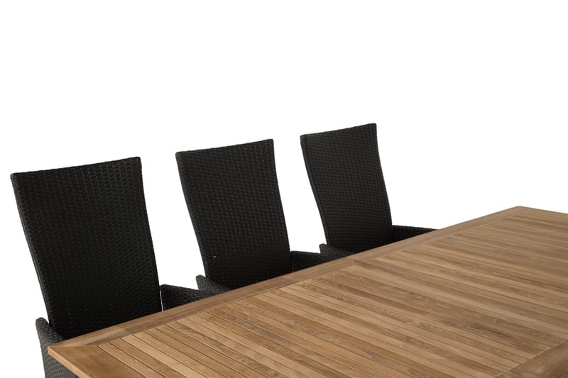 Las Vegas Matgrupp Utomhus 220-280 + 8 Jenny Ställbar Fåtölj - Teak/Svart - Utemöbler - Utegrupp - Matgrupper utomhus