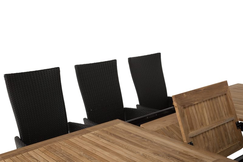 Las Vegas Matgrupp Utomhus 220-280 + 8 Jenny Ställbar Fåtölj - Teak/Svart - Utemöbler - Utegrupp - Matgrupper utomhus