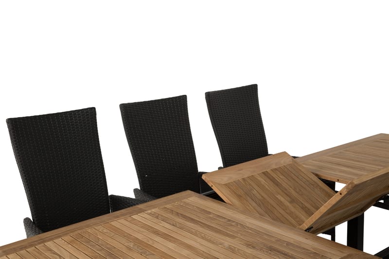 Las Vegas Matgrupp Utomhus 220-280 + 8 Jenny Ställbar Fåtölj - Teak/Svart - Utemöbler - Utegrupp - Matgrupper utomhus