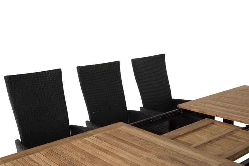 Las Vegas Matgrupp Utomhus 220-280 + 8 Jenny Ställbar Fåtölj - Teak/Svart - Utemöbler - Utegrupp - Matgrupper utomhus