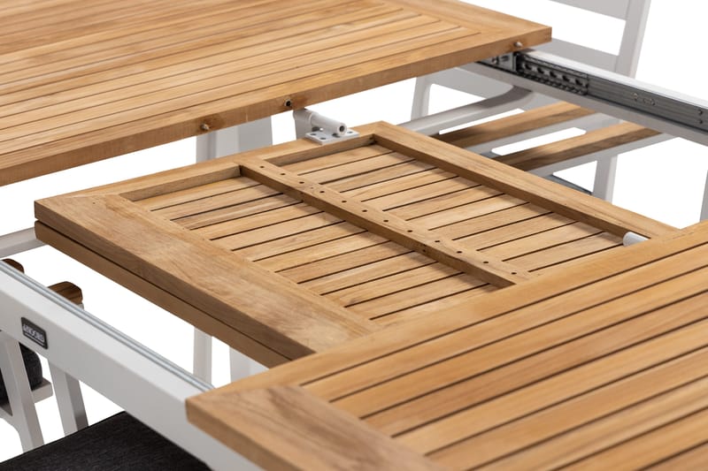 Las Vegas Matgrupp Utomhus 220-280 cm + 6 Oliver Matstol - Teak/Vit - Utemöbler - Utegrupp - Matgrupper utomhus