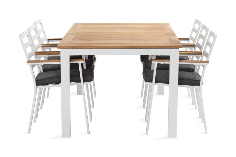 Las Vegas Matgrupp Utomhus 220-280 cm + 6 Oliver Matstol, Teak/Vit